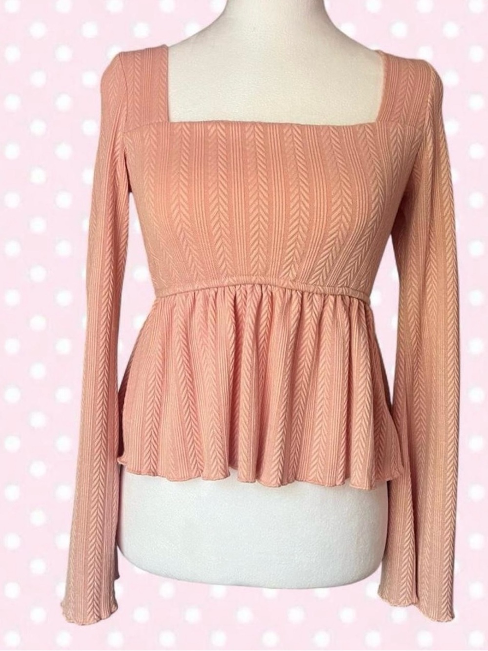 Women’s Square-Neck Peplum Blouse in Dusty Peach
